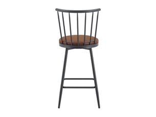 Tabouret de bar lot de 2 style windsor avec assise rembourrée et repose-pieds, en tissu et métal marron 39 × 39 × 96 cm