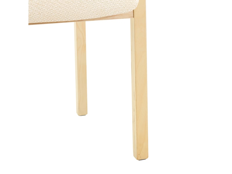 Lot de 2 chaises de salle à manger 53 cm, chaise cuisine scandinave, chaise nordique, dossier incurvé, tissu blanc, bois  - Conforama E