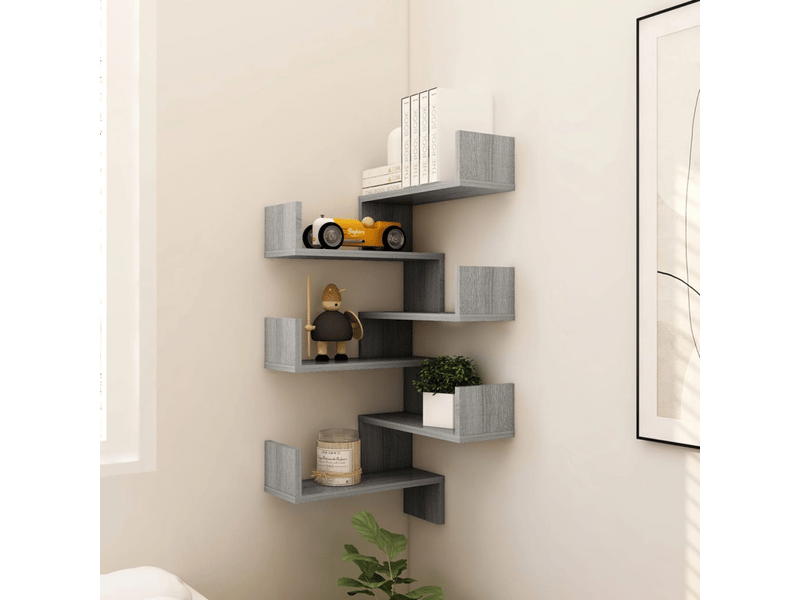  Étagères murales d'angle 2 pcs sonoma gris 40x40x50 cm- comfortxl  - Conforama B