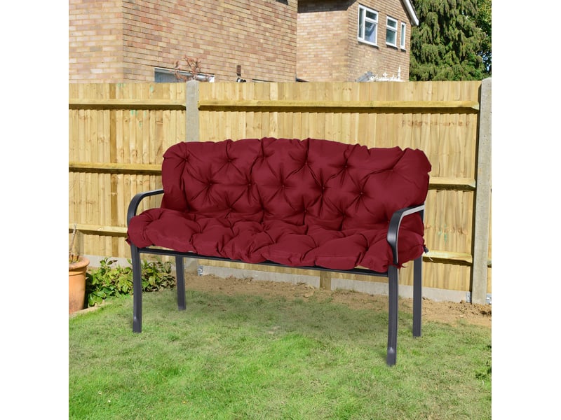  Coussin de banc 3 places 150x98x8 cm avec 6 liens rouge  - Conforama B