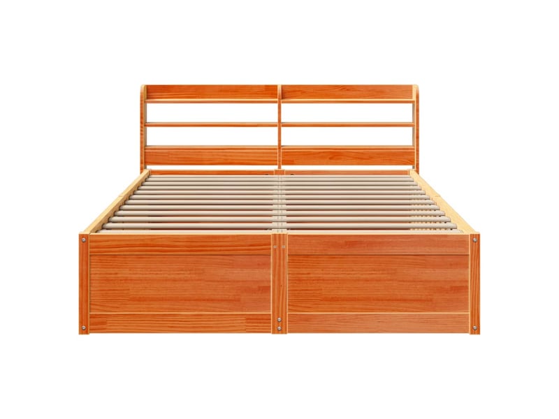  Lit double- lit adulte -  cadre de lit et tête de lit  marron 135x190 cm bois de pin  - Conforama C