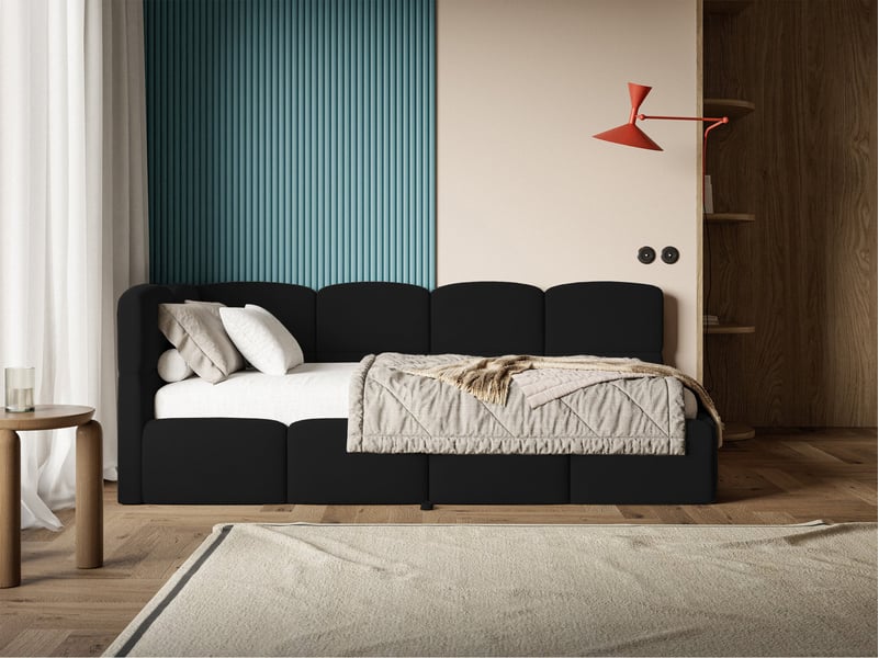  Selsey cloudy - lit rembourré - 170x185 cm - velours noir - côté gauche Cloudy - Conforama B
