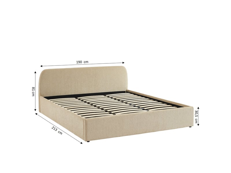  Lit coffre gela 180x200 tissu chenille beige sommier inclus  - Conforama C