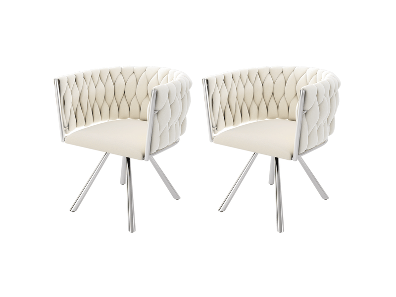  Lot de 2 chaises de salle à manger pivotantes,59x54x72 cm,velours,beige et argenté  - Conforama A
