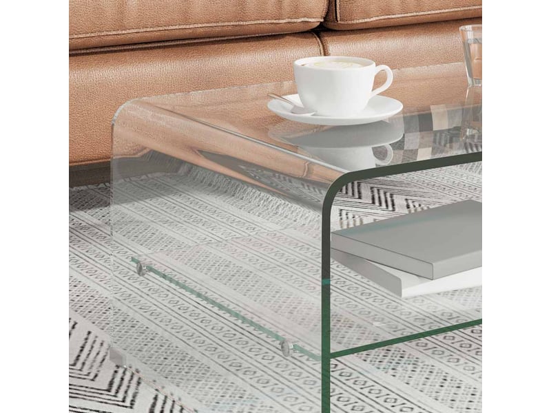  Table basse | table de salon clair 98x45x31 cm verre trempé shl1237  - Conforama C