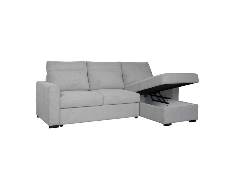  Canapé d'angle réversible solaro convertible avec coffre en tissu - gris clair SOLARO - Conforama C