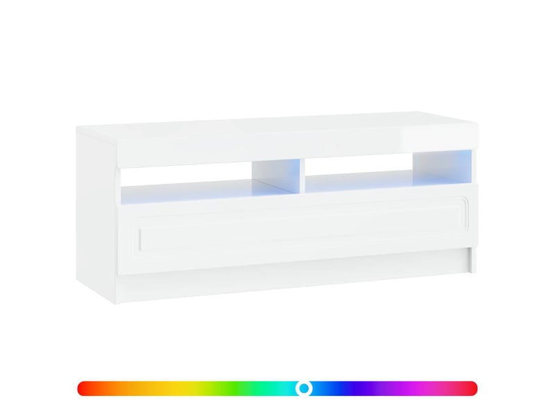  Meuble tv - banc tv - meuble de rangement led blanc brillant bois d'ingénierie  - Conforama C