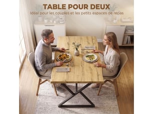 Table à manger pour 2 personnes, table de cuisine, 110 x 67 x 75,5 cm, style moderne avec plateau épais, noir et chêne