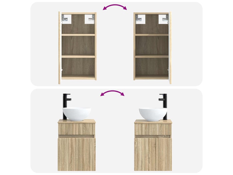 Ensemble de mobilier de salle de bain 3 pc chêne sonoma cf64375 - Conforama E