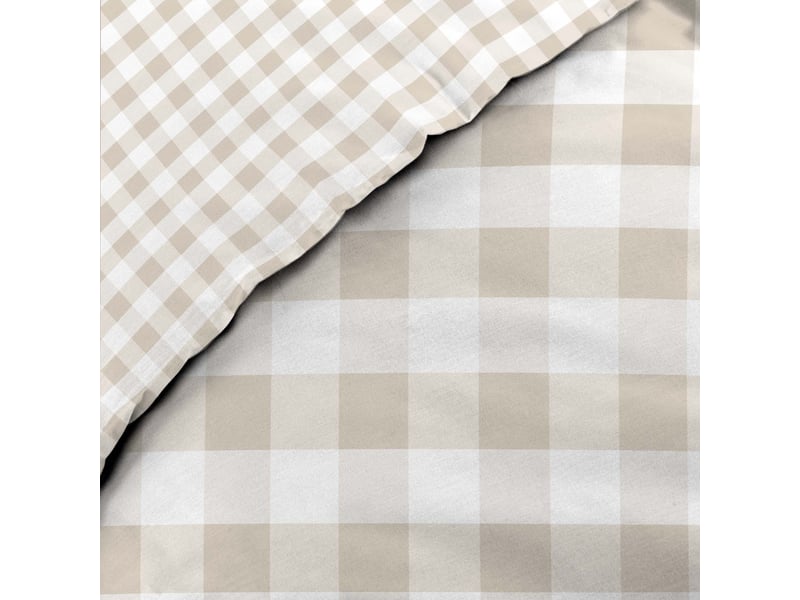  Parure de lit 2 pièces 100 % coton imprimé à carreaux housse + taie 140x200 cm  - Conforama D