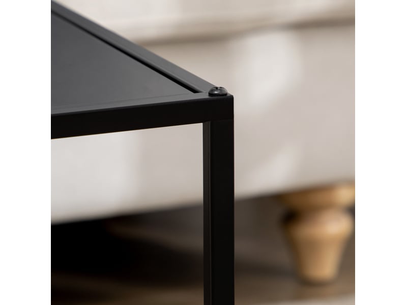  Tables basses gigognes avec structure ouverte et plateau carré, design moderne, pour salon, en acier, noir  - Conforama E
