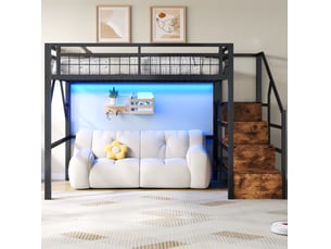 Lit mezzanine 140x200 cm <strong>OKWISH</strong>  <strong></strong> coloris noir