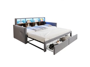 Lit gigogne 90x190 cm REDOM   coloris gris