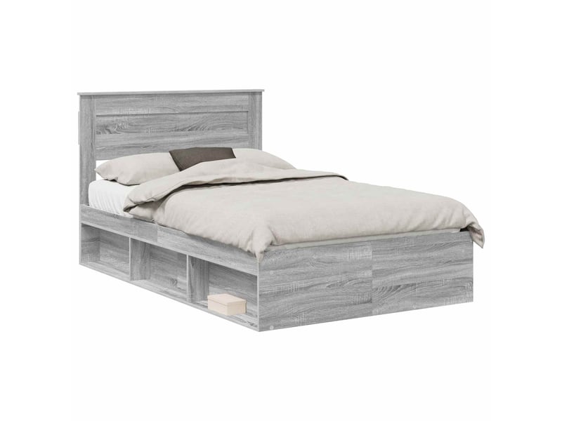 Lit double- lit adulte - cadre de lit gris sonoma 120 x 200 cm bois de pin massif - Conforama A