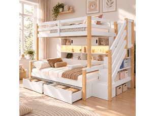 Lit superposé 90x200 cm <strong></strong> <strong>Morn Vibe</strong> coloris blanc