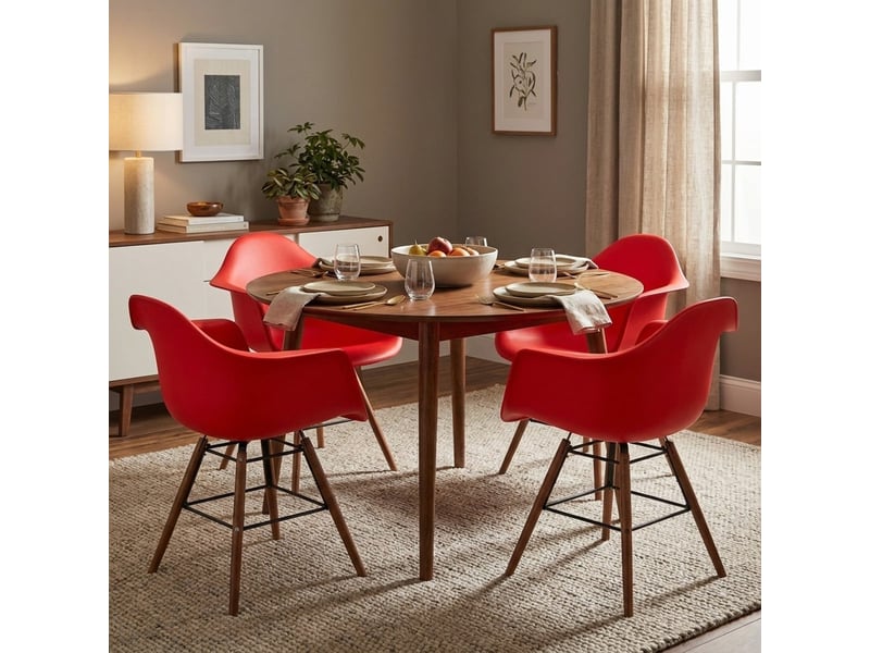 Fauteuil en polypropylène pieds en bois jacqueline - rouge - Conforama B
