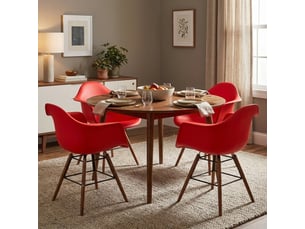 Fauteuil en polypropylène pieds en bois jacqueline - rouge