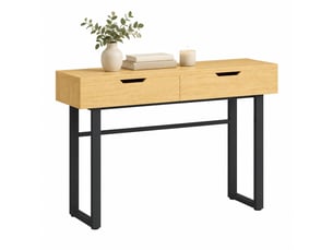 Console 110 x 35 x 76,5 cm en panneaux de particules et métal avec 2 tiroirs bois naturel chicfurn