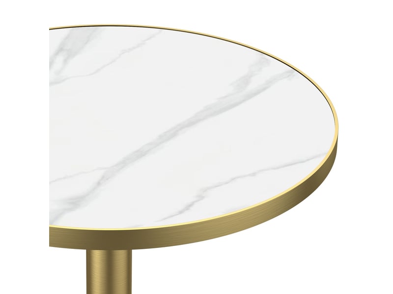Table à manger 70 cm plateau en pierre frittée effet marbre luxueux résistante aux rayures et à l’abrasion surface déperlante pieds en acier inoxydable usage polyvalent - Conforama D