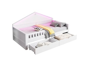 Lit avec rangement 90x200 cm MEUBLIV coloris blanc