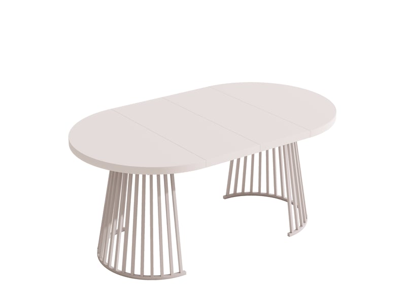 Table à manger ronde extensible 100138176x100 cm, 4-8 personnes, plateau 3 cm, pieds en métal, style minimaliste - cachemire - Conforama A