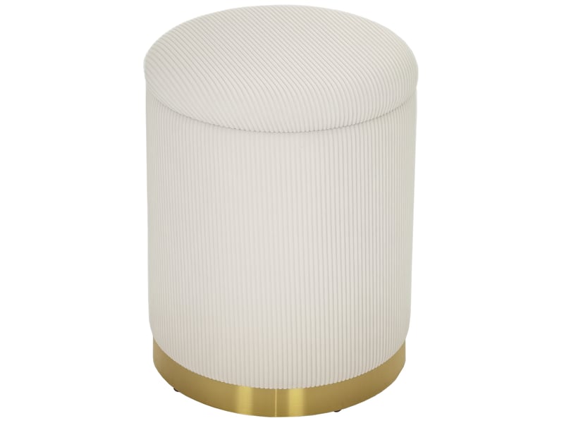  Tabouret pliant avec rangement et couvercle à base en acier de forme ronde aux dimensions 36 x 36 x 44 cm en blanc crème  - Conforama A