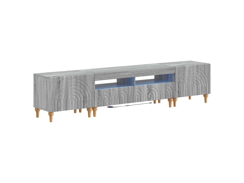 Ensemble de 3 meubles tv led sonoma gris bois d'ingénierie shl59083 - Conforama A