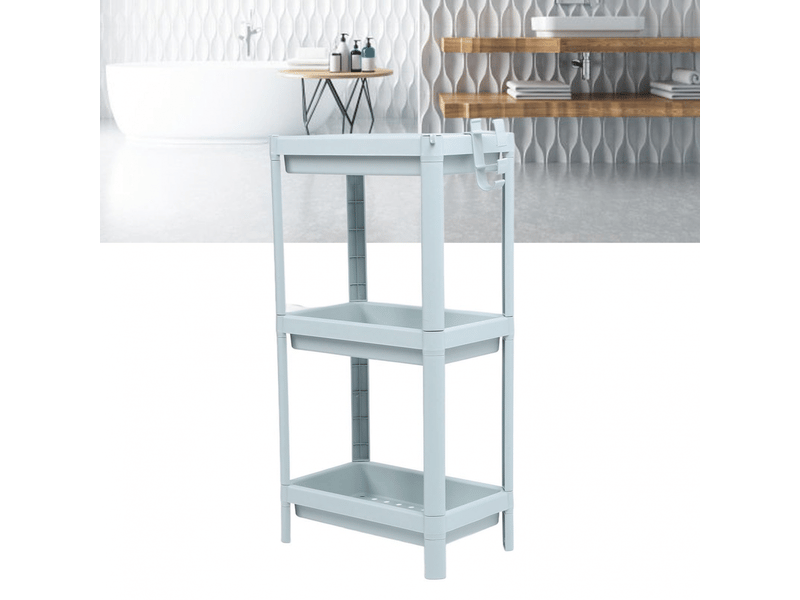  Étagère de rangement au sol pour salle de bain, étagère ouverte, étagère d'angle autoportante, étagère de rangement, bleu nordique (  - Conforama B
