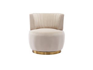 Fauteuil 62,5x62x69,5 cm, pivotant à 360°, assise moelleuse en velours et structure en métal, couleur beige et doré