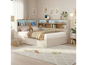 Lit coffre 90x200 cm <strong>SOGEU</strong>  <strong></strong> coloris bicolore