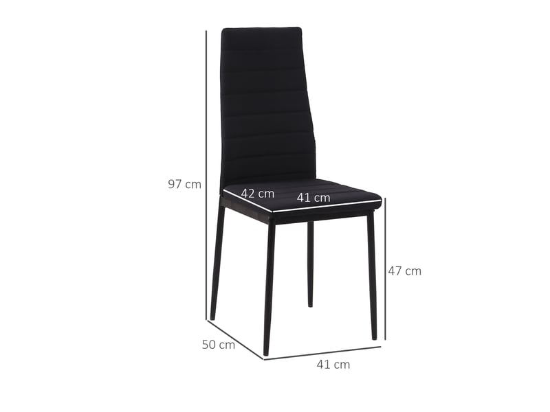  Lot de 4 chaises de salle à manger chaises de cuisine avec dossier haut pieds en métal et tissu en lin 41x50x97cm noir  - Conforama C