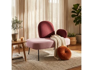 Canapé d'angle rembourré avec dossier et accoudoirs en tissu kiki - bordeaux
