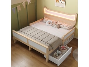 Lit avec rangement 140x200 cm <strong>OXEZA</strong> <strong></strong> coloris bicolore