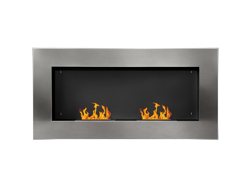  Cheminée murale au bioéthanol en acier inoxydable avec deux brûleurs, 0,9 l, 110 x 54 x 14 cm  - Conforama A