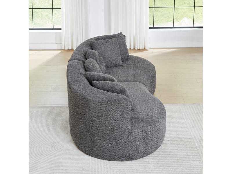  Canapé modulable 3 places modenvie en chenille gris anthracite avec 6 coussins  - Conforama D