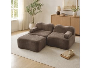 Canapé d'angle modulaire,192x167x70 cm,2 places avec ottoman,velours,marron