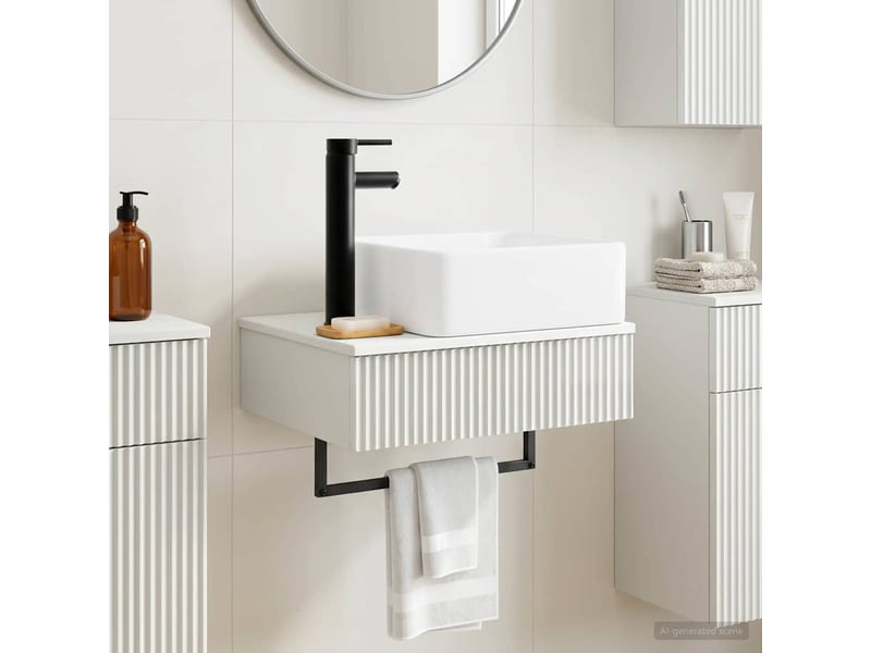 Basin de lavage mural, lavabo blanc brillant 50x41x39 cm - Conforama B