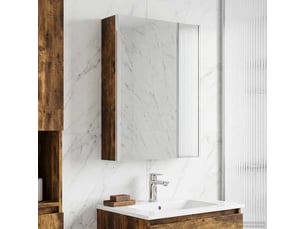 Armoire miroir salle de bain, meuble de rangement chêne fumé 53.5x15.5x70 cm