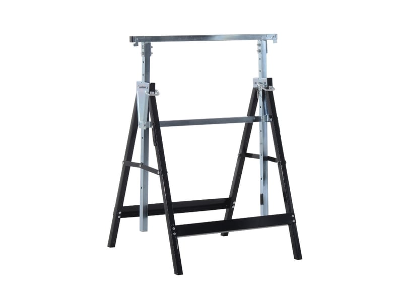  Lot de 2 tréteaux de chantier réglables 68 x 58 x 80-130 cm noir en acier, charge maximale 200 kg  - Conforama D