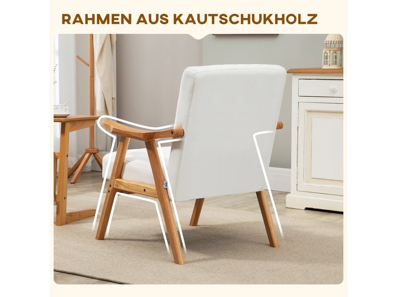  Fauteuil aspect velours structure en bois massif 68 x 74 x 82 cm  - Conforama E