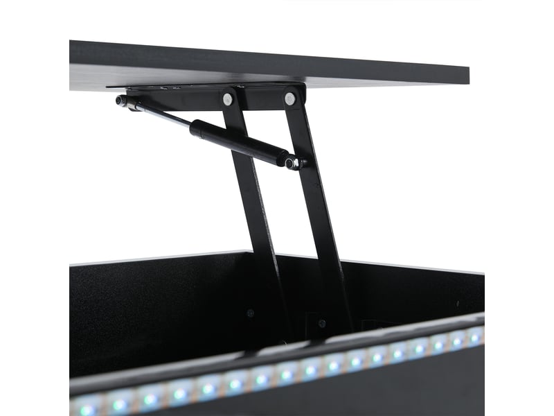 Table basse relevable avec led, tiroir et rangement pour salon 96×45×40 cm en panneaux de particules noirs - Conforama D
