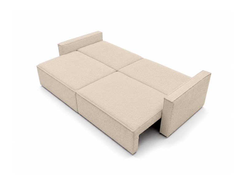  Farah - canapé droit 3 places convertible accoudoirs slim en tissu bouclettes généreuses  - Conforama C