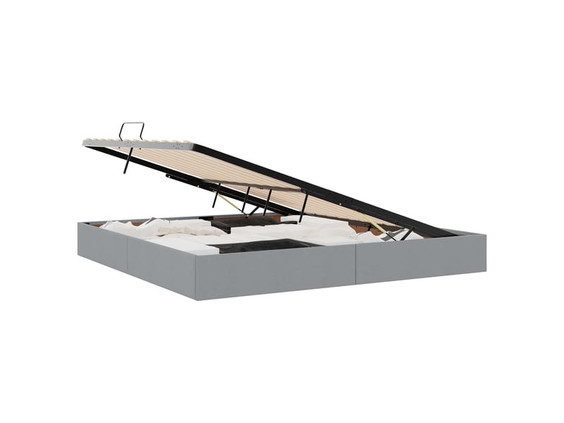  Lit double- lit adulte -  cadre de lit ottoman gris clair 200 x 200 cm tissu  - Conforama A