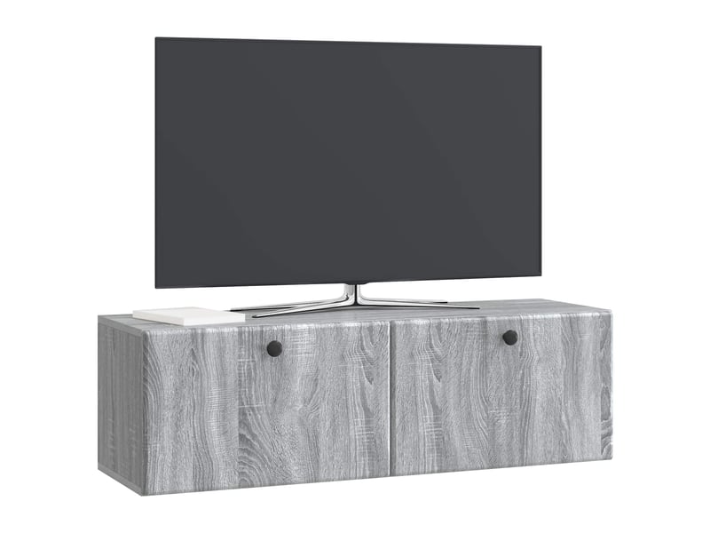  Meuble tv - banc tv - meuble de rangement mural 98 x 31 x 30 cm sonoma gris bois d'ingénierie  - Conforama C