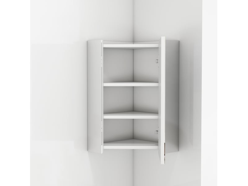 Armoire de bain d’angle murale avec 3 miroirs, charnières amorties et étagères, blanche 32,5 × 32,5 × 55,6 cm  - Conforama E