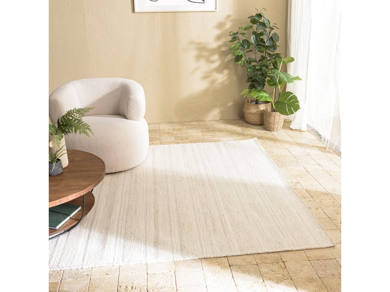  Sacha - tapis rectangulaire 300x400cm en laine texturée aux nuances de beige  - Conforama B