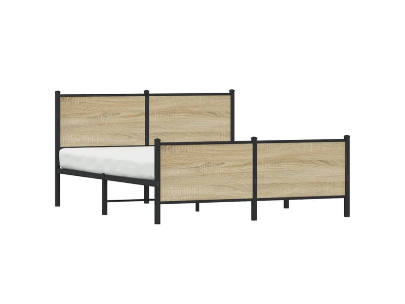  Lit double- lit adulte -  cadre de lit en métal sans matelas chêne sonoma 150x200 cm  - Conforama A
