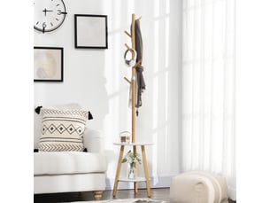 Porte-manteaux sur pied 2 en 1 5 crochets 2 étagères design contemporain cosy 39,5 x 39,5 x 171 cm bois naturel coloris