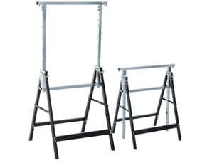 Lot de 2 tréteaux de chantier réglables 68 x 58 x 80-130 cm noir en acier, charge maximale 200 kg