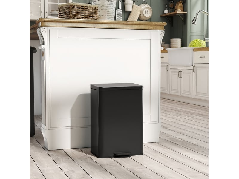  Poubelle à pédale 20 l noire en acier inoxydable avec couvercle silencieux et seau amovible pour la maison  - Conforama B